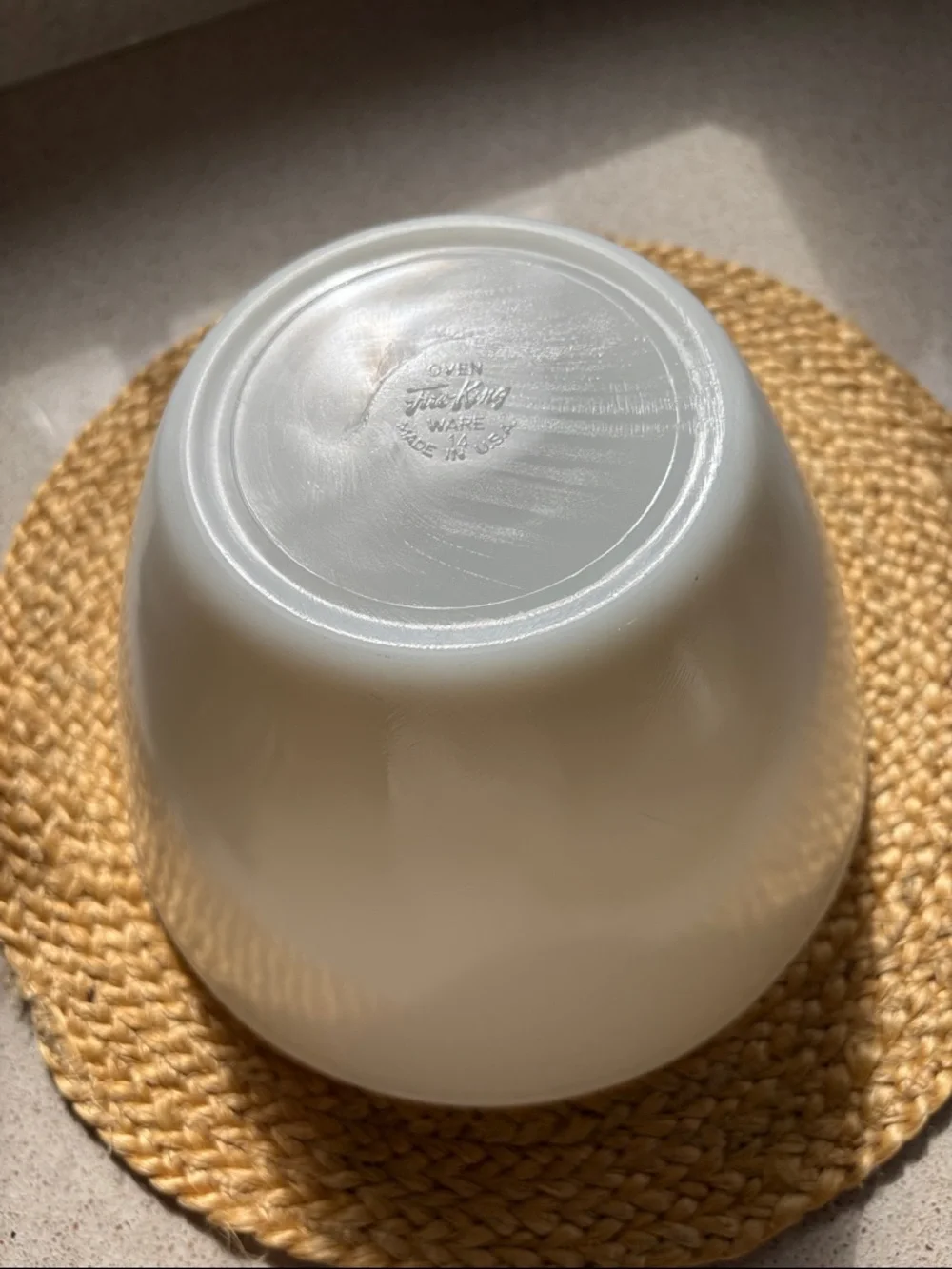 Vintage Fire King Milk Glass Oven Ware Splash Proof Mixing Bowl - 9.5 x 6